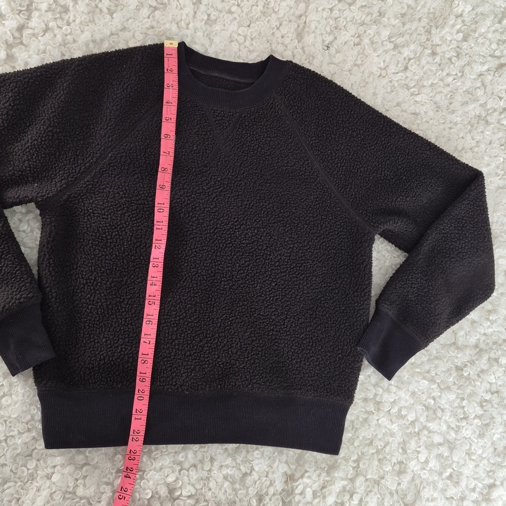 E Everlane The Renew Fleece Raglan Sweatshirt S Black Women Crew Neck Minimalist - Picture 6 of 9
